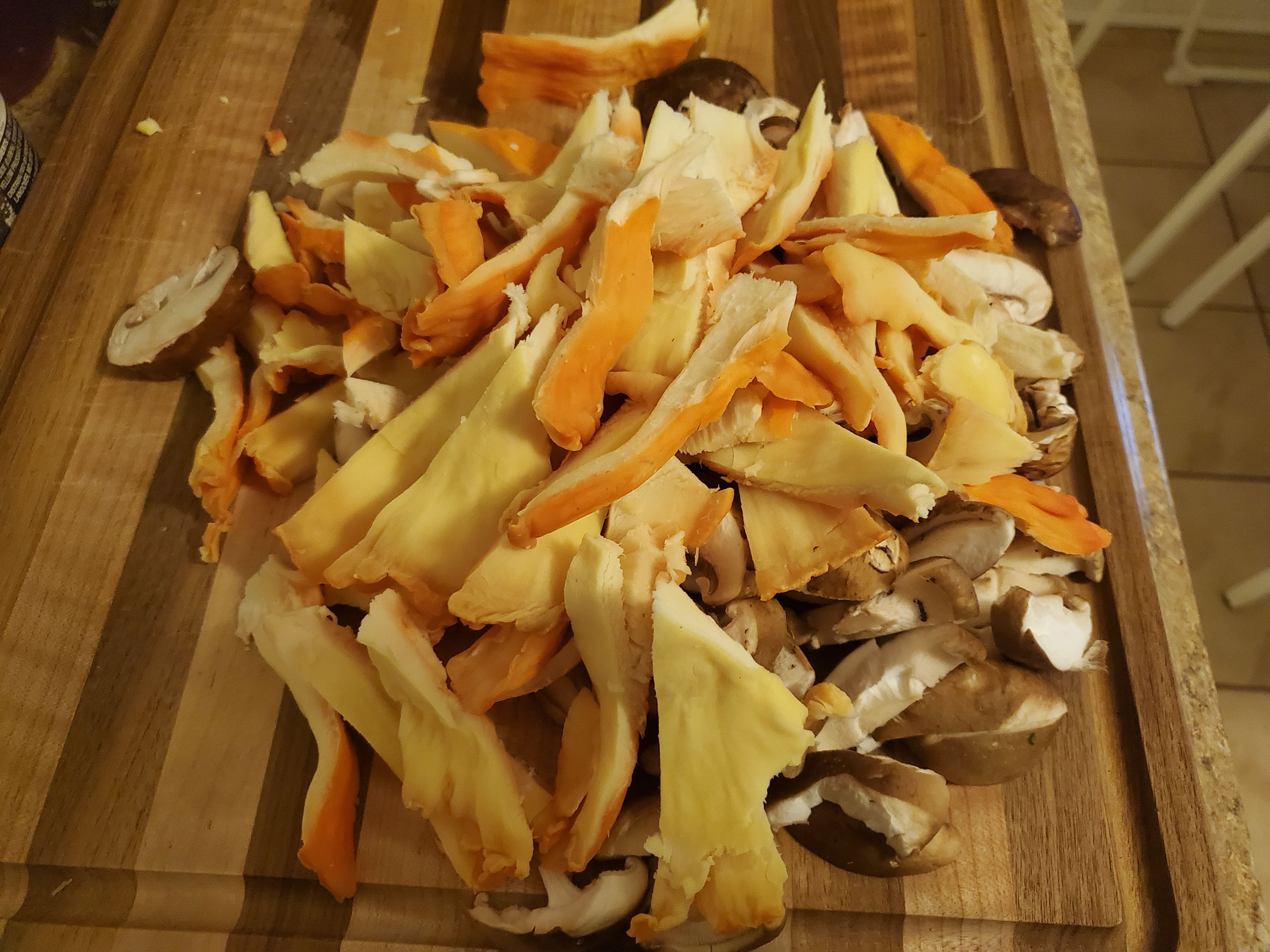 Chopped up mushrooms
